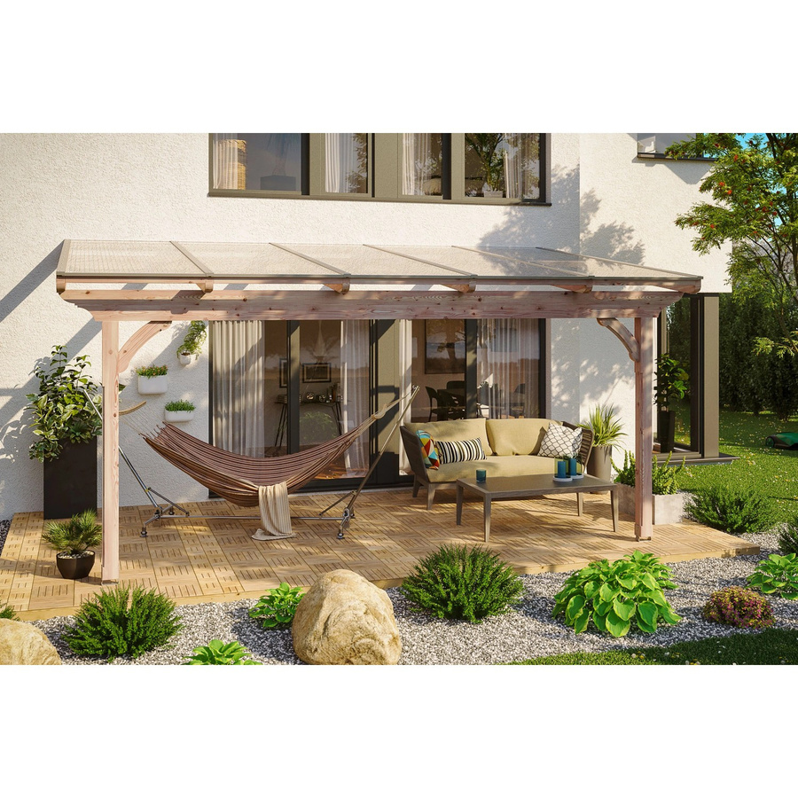 Skan Holz Terrassenüberdachung Ravenna braun mit Polycarbonat-Dach B/T: 541 x 250 cm - Bild 2