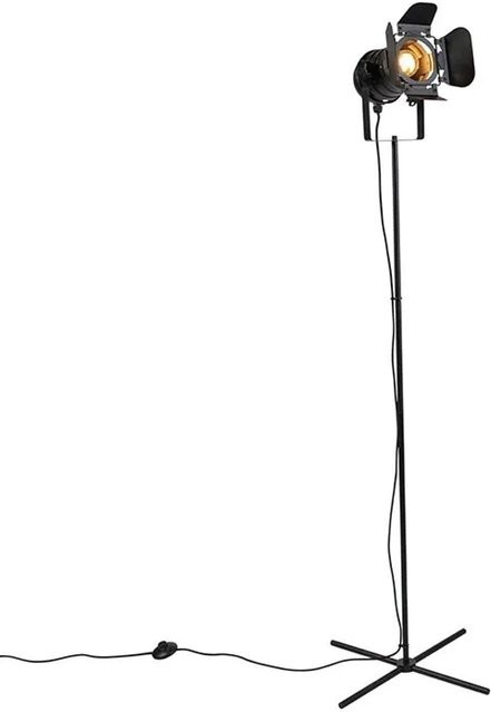 QAZQA Industrielle Stehlampe in Schwarz, verstellbar und kippbar für Wohnzimmer und Arbeitszimmer - Bild 1