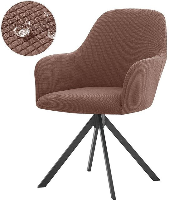 Yiran Furniture Wasserdichter Esszimmerstuhl Bezug aus Waffel-Maisfleece in Lichtkaffee - Bild 1