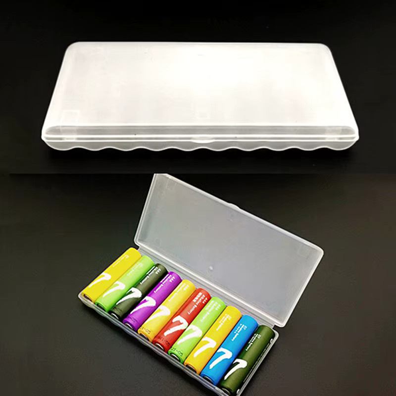 Tragbare Batterie-Organizer Box aus Kunststoff für 10 Stück AAA, AA oder 18650 Batterien in Transparent - Bild 2