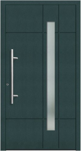 KNOCK Flügelüberdeckende Kunststoff-Haustür Terra in Moosgrün mit Glaseinsatz, B/T/H: 110 x 60 x 210 cm - Bild 1