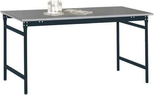 Manuflex Beistelltisch BASIS stationär mit Blechbelag-Platte in Anthrazit, B/T/H: 200 x 80 x 78 cm - Bild 1