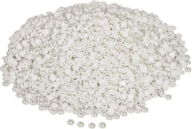 VBS Halbperlen aus Kunststoff, Weiß, Ø 6 mm, 500 g - Bild 1
