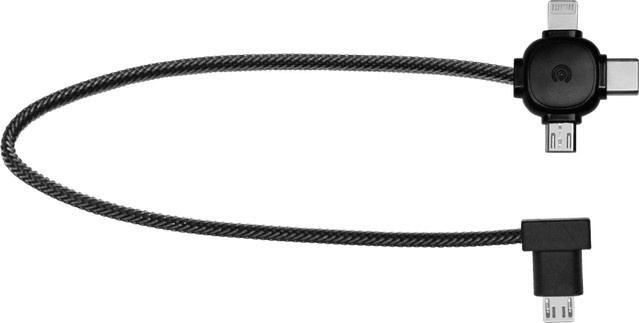 3in1 Akkut Ladekabel für DOUBLESCREEN oder DOUBLESCREEN PEAK mit Micro-USB, Lightning und USB-C in Schwarz - Bild 1