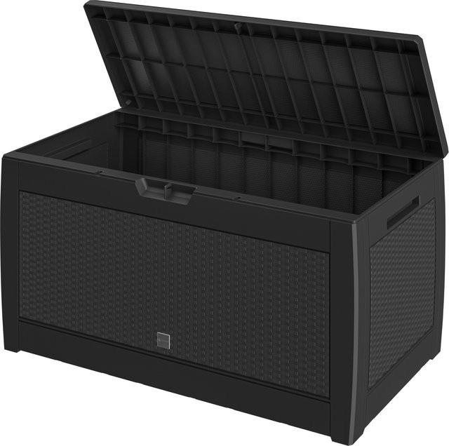 CASARIA Gartenbox Rato 310L in Anthrazit mit Rattan-Optik aus Kunststoff und wasserdichtem Material - Bild 1