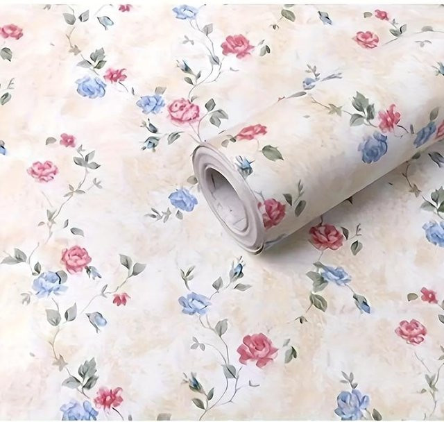 SZ-Damai Selbstklebende Tapete mit Blumenmuster in Vintage-Optik, wasserdicht, B: 45 cm, L: 300 cm - Bild 1