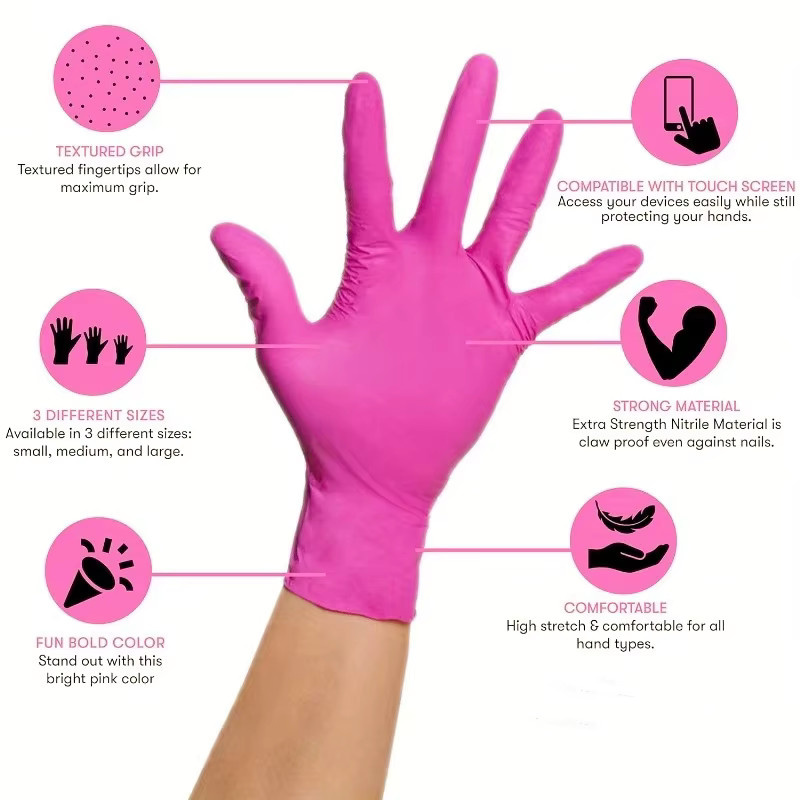 INMAICH Einweg-Nitrilhandschuhe latexfrei in Pink für Haushalt, Küche und Kosmetik - Bild 2
