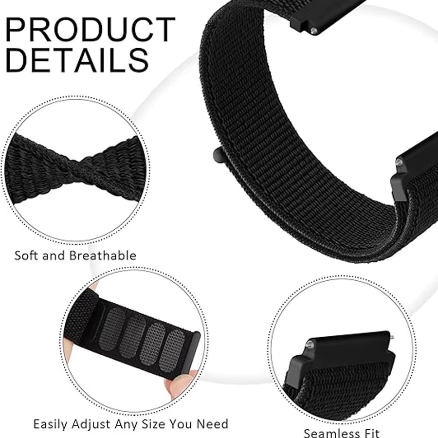 Amazfit Uhrenarmband Nylon, Schwarz - Bild 5