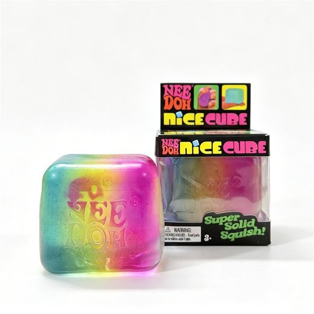 Needoh Nice Eiswürfel Regenbogenverlauf Squish Fidget Spielzeug, Quetschball - Bild 1