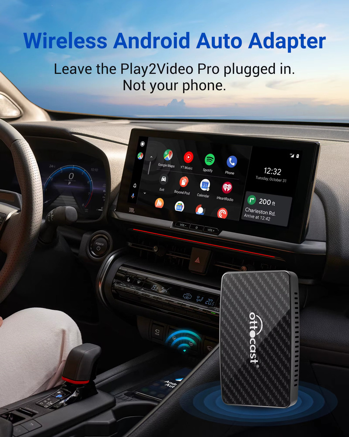 OTTOCAST Play2Video Pro Wireless CarPlay und Android Auto Adapter in Schwarz für Video-Streaming wie TikTok, YouTube, Netflix und IPTV - Bild 3