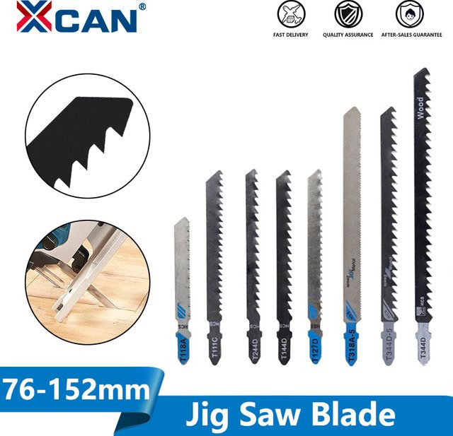 XCAN Stichsägeblatt Set aus Kohlenstoffstahl in Silber, 5 Stück, T-Schaft für Holz und Metall - Bild 1