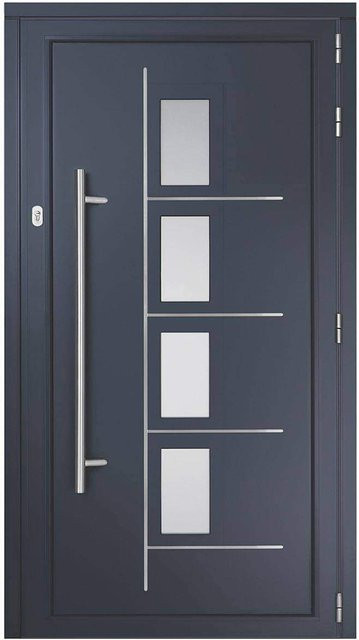Moderne Aluminium-Haustür in Anthrazit mit Seitenlicht - Bild 1