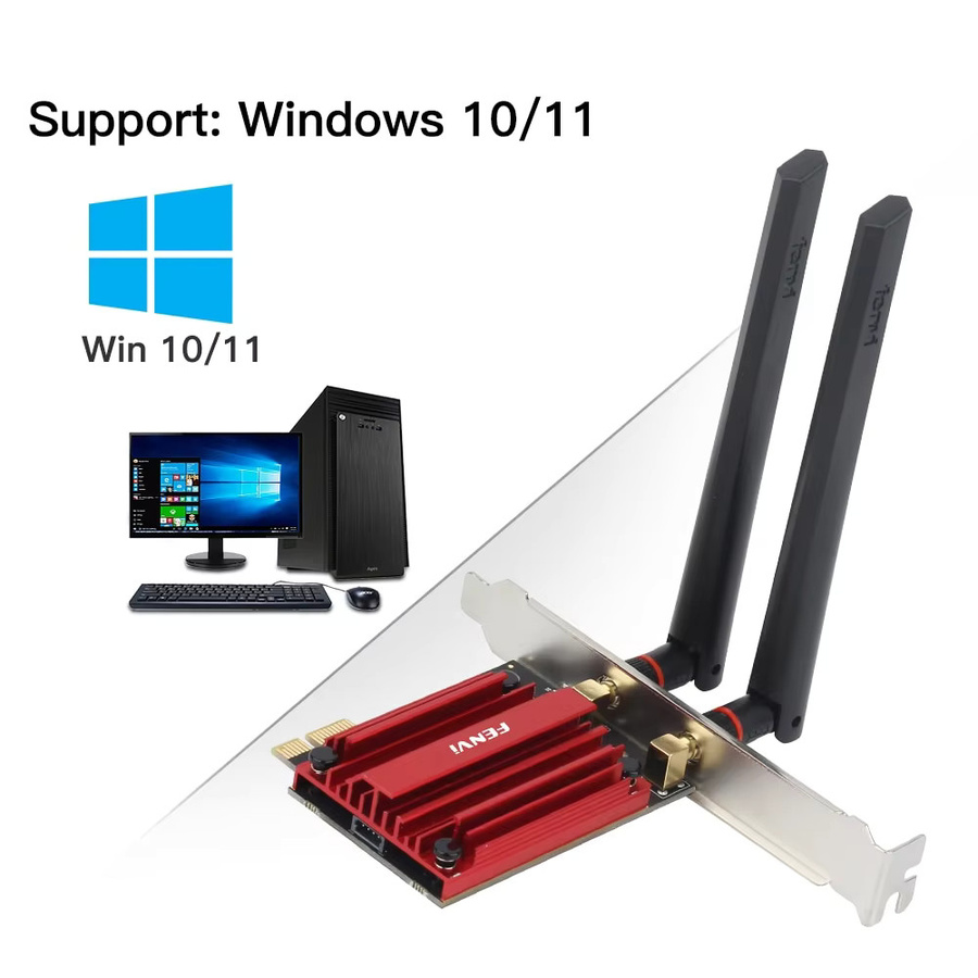 Fenvi Wi-Fi 6E AX210 PCIe Netzwerkkarte mit Tri-Band 2,4 GHz/5 GHz/6 GHz und Bluetooth 5,3 für Windows - Bild 3