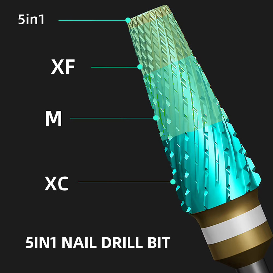 Super Cut 5-in-1-Nagelbohrer, konischer Schaft, Wolfram-Bits, Unisex - Bild 5