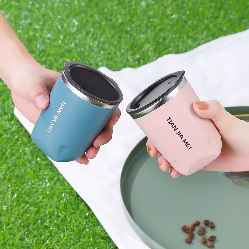 JUSTINLAU Thermoskanne aus Edelstahl in Schwarz, 300 ml, tragbare Isolierflasche für Kaffee und Milch - Bild 2
