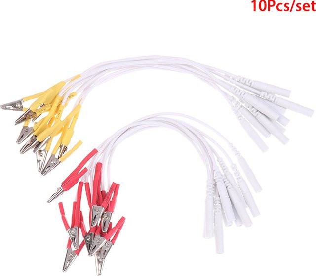 10 Paar HWATO Stift-Krokodilklemmenkabel 2 mm in Mehrfarbig für HWATO SDDZ-II TENS/EMS-Elektrodendrähte zur elektronischen Akupunkturtherapie - Bild 1