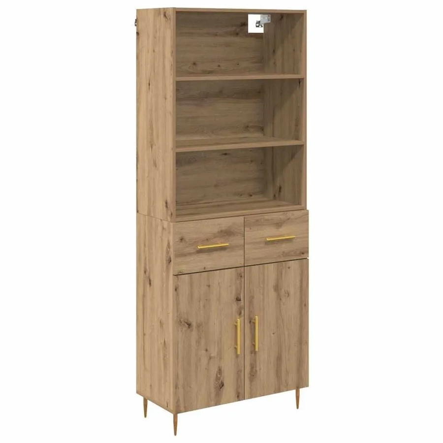 vidaXL Highboard Artisan-Eiche in Braun mit Türen und Schubladen, B/T/H: 69,5 x 34 x 180 cm - Bild 2
