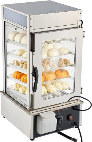 VEVOR Gewerblicher Speisenwärmer mit 5 Ebenen, 1200 W Warmhaltevitrine aus Edelstahl in Silber, 120 L mit LED-Beleuchtung und verstellbaren Ablagen, Temperaturregelung 30 bis 110 ℃ - Bild 1