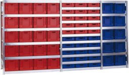 Regalwerk Eurokastenregal Grundfeld mit 11 Fachböden, Farbe Rot, H x B x T: 207,5 x 169,5 x 60,0 cm - Bild 1