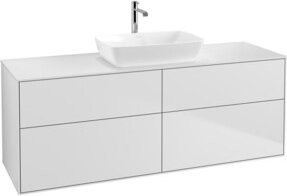 V&B Waschtischunterschrank Finion mit Wandbeleuchtung in Weiß Lack, B/T/H: 160 x 60 x 50,1 cm - Bild 1