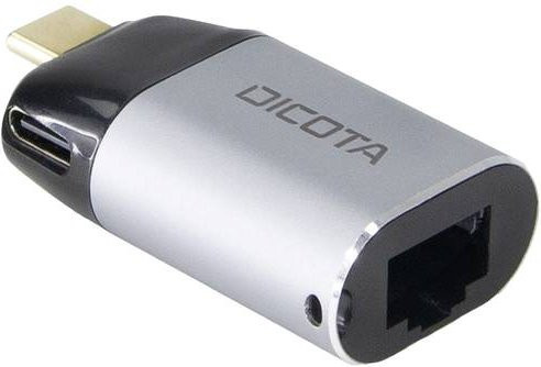 Dicota USB-C Adapter Mini in Silber mit RJ45-Buchse und Ladefunktion - Bild 1