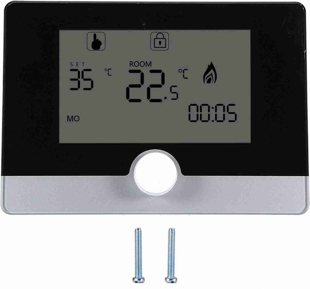 Programmierbarer Thermostat-Temperaturregler mit Display von TOMTOP JMS für wandhängende Heizkessel-Heizsysteme in Weiß und Schwarz - Bild 1