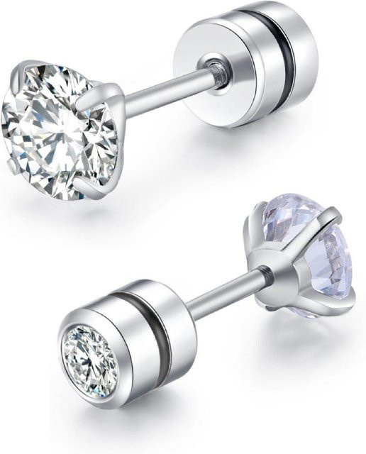 Lucky Star Jewelry Ohrstecker Edelstahl, Zirkonia, Silber, Unisex - Bild 1