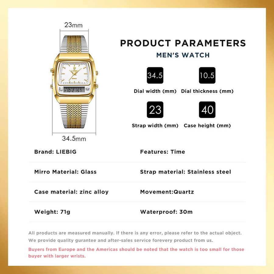 LIEBIG Digitaluhr, Quarz, Gold, Unisex, 3 ATM - Bild 3