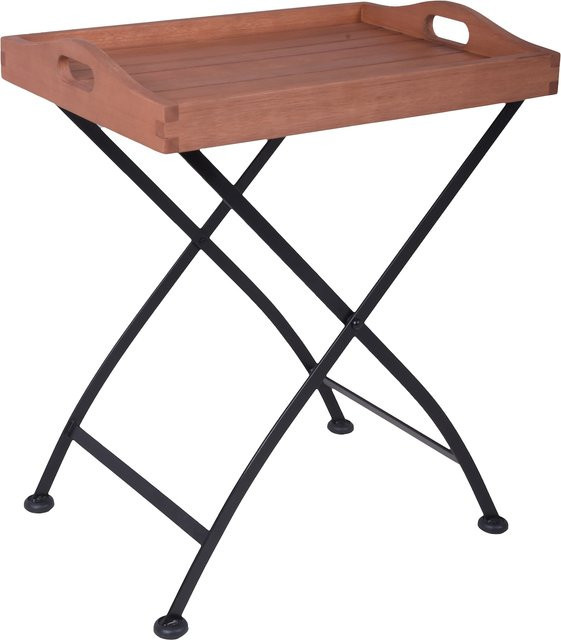 Tabletttisch WIEN von Garden Pleasure aus Stahl und braunem Eukalyptus Grandis - Bild 1