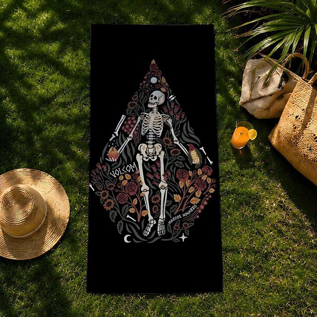 Volcom Handtuch aus Mikrofaser, schnelltrocknendes Strandtuch in Schwarz, B/B: 50 x 100 cm - Bild 1
