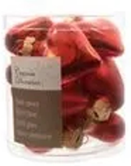 Kaemingk Christbaumschmuck Herzen aus Glas in Rot, 12 Stück, Glanz und Matt, B/T/H: 2 x 4,5 x 4 cm - Bild 1