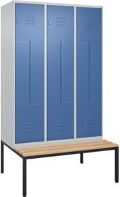 C+P Z-Spind Classic PLUS Sitzbank mit 6 Fächern und Zylinderschloss, Sitzfläche aus Buche-Hartholz, B/T/H: 212,0 x 120,0 x 81,5 cm - Bild 1