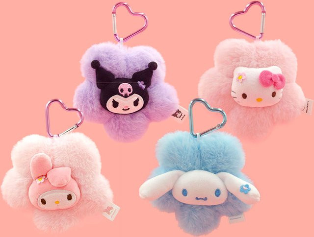 Sanrio Hello Kitty Kuromi Melody Cinnamoroll Plüschtier Blumenstil Anhänger Schlüsselanhänger - Bild 1