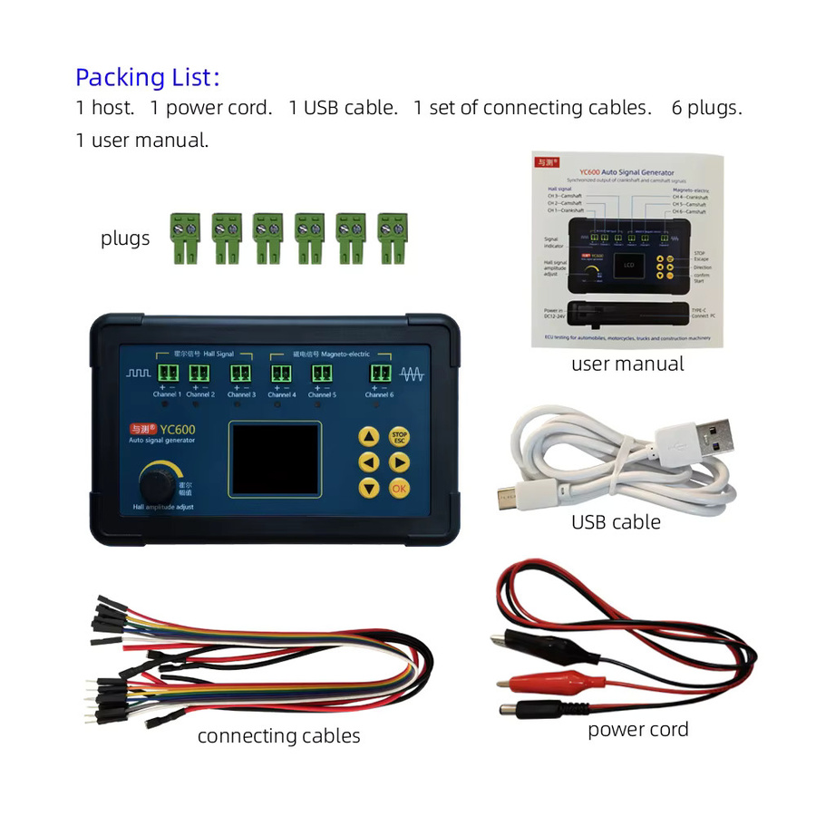 YIQIXIN YC600 Sechs Kanal Auto Signal Generator CKP CMP Simulator für Kurbelwelle und Nockenwelle, Schwarz, 12-24VDC - Bild 2