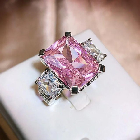 My fine jewelry Ehering, 925 Silber, Kristall, Damen, Rosa