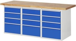 Rau Werkbank 7510A4 in Blau mit 12 Schubladen, B/T/H: 200 x 70 x 84 cm - Bild 1