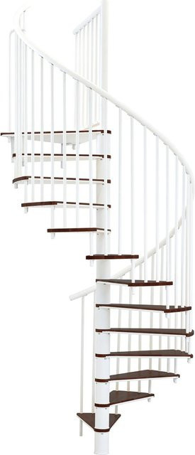 Minka Spindeltreppe Switch Spiraltreppe aus Holz und Stahl in Walnuss und Weiß, Durchmesser: 120 cm, Raumhöhe bis 295 cm - Bild 1