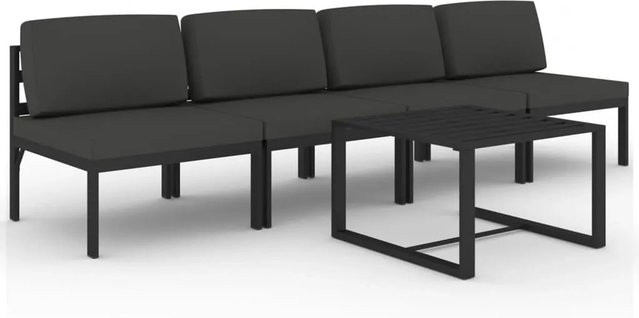 vidaXL 5-teiliges Garten-Lounge-Set aus Aluminium mit Kissen in Anthrazit - Bild 1