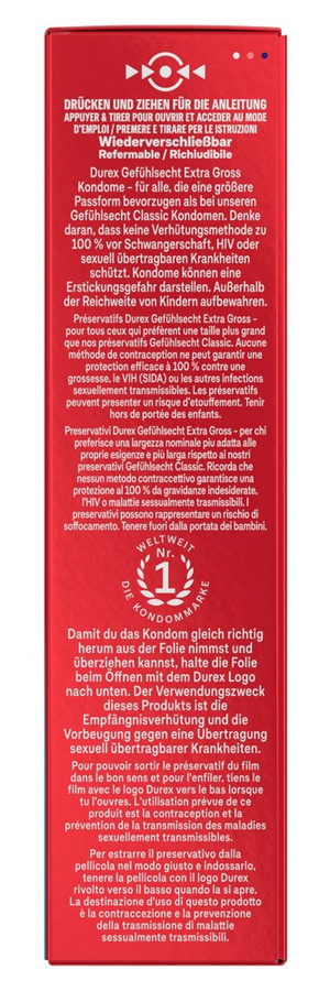 Durex Kondome Gefühlsecht Extra groß XXL, Unisex - Bild 3