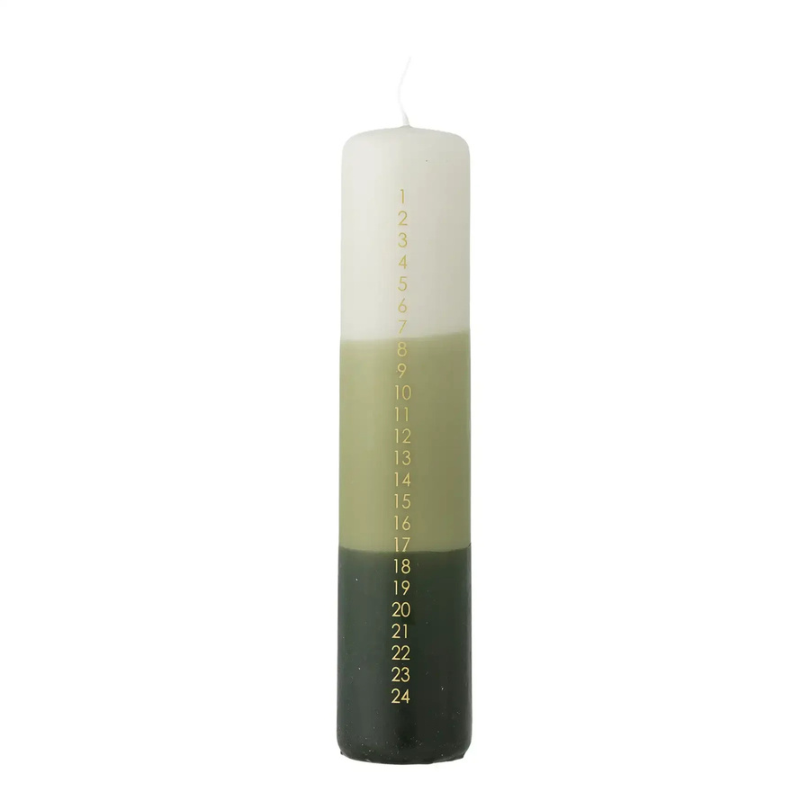 Bloomingville Adventskerze aus Paraffin in Grün, runde Stumpenkerze im skandinavischen Design, Höhe: 25 cm - Bild 1