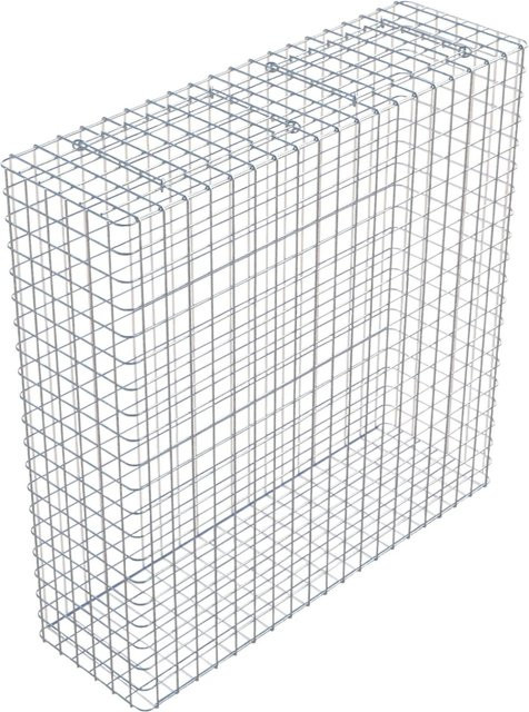 Gabiona Drahtgitterkorb aus feuerverzinktem Stahl in Silber, B/T/H: 102 x 102 x 32 cm - Bild 1