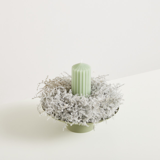 Minimalistisches Adventsgesteck Kranz von BLUME2000 in Weiß aus Metall für den Tisch, Breite: 25,0 cm, Höhe: 3,0 cm - Bild 1