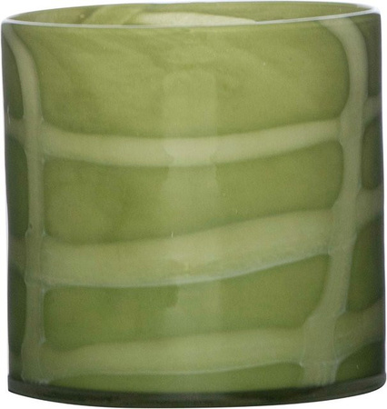Teelichthalter ASTRA SOLID in Grün aus Glas, rund und abstrakt, Durchmesser: 15 cm