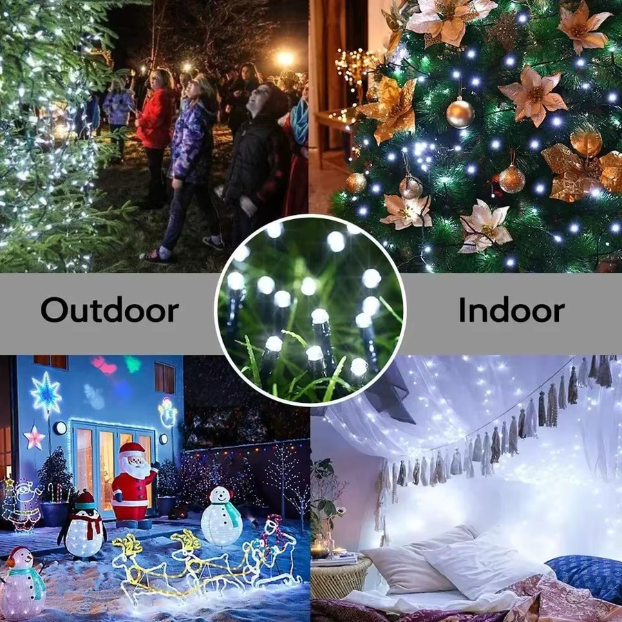 Solarbetriebene LED-Lichterkette in Sternform mit warmweißem Licht, wasserdicht für Außenbereich, Party und Dekoration - Bild 2