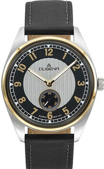 Dugena Herrenuhr, Quarz, Edelstahl, Leder, Schwarz, 39 mm - Bild 1