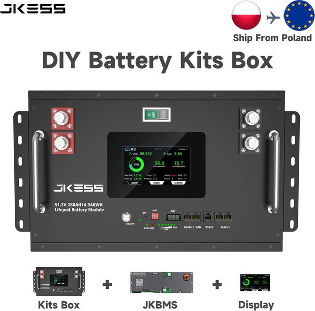 JKESS 6U Batterie-Box DIY-Set für 16S LiFePo4 52V 280AH-320AH Solarsystem in Schwarz - Bild 1