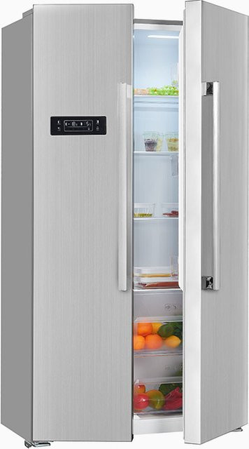 Exquisit Side by Side Kühlschrank SBS130-H-040F in Silver Inoxlook mit No Frost und Dynamic Fresh Zone, B/T/H: 90,5 x 77 x 177 cm - Bild 1
