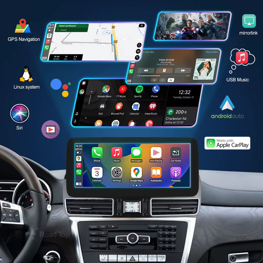 Road Top Multimedia Display mit 12,3 Zoll Touchscreen für Mercedes-Benz W166 GL X166 GLE GLS (2012-2018), Schwarz, mit Wireless CarPlay und Android Auto sowie Wi-Fi - Bild 4