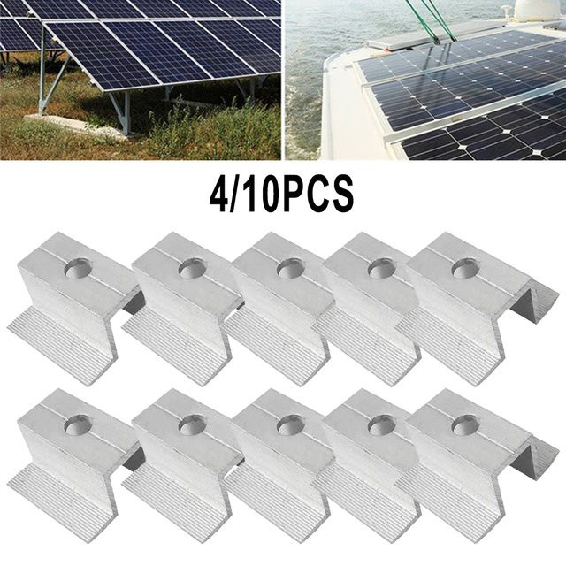 Solar Mittelklemme für Photovoltaik-Module aus Aluminiumlegierung, Farbe: Silber, Rahmenhöhe: 25-50 mm - Bild 1