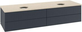 V&B Waschtischunterschrank Antao mit Frontstruktur und Beleuchtung in Botti Matt Blau Lackiert, B/T: 160 x 50 cm - Bild 1